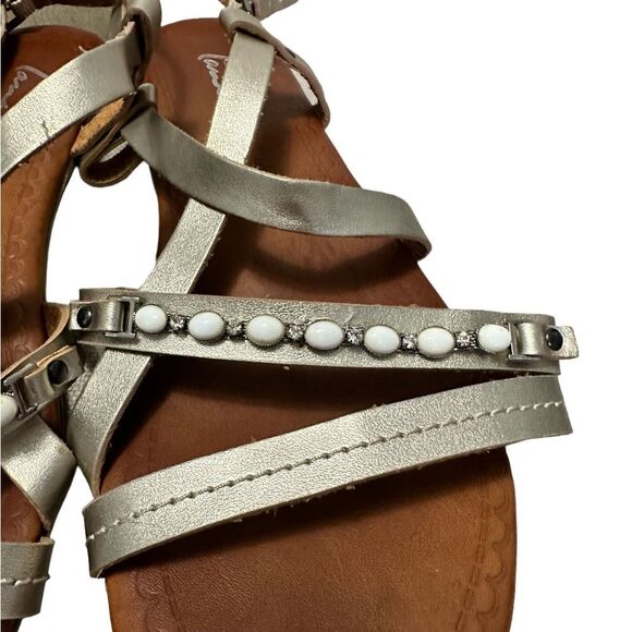 Lane Bryant gold beaded sandals size 7 gladiator strappy - Picture 7 of 8